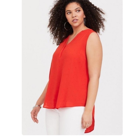 Torrid Harper Swiss Dot Sleeveless Red Tunic Tank 3X - Picture 1 of 10